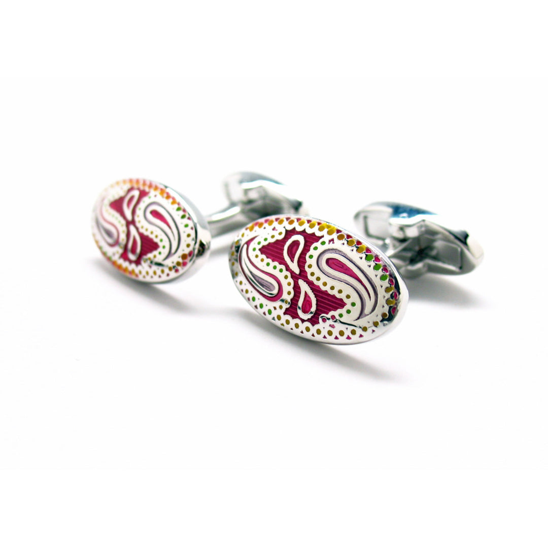Wedding Cufflinks Pink Paisley Whale Tail Post Cuff Links Designer Cufflinks Mens Accessories Fun Wear Jewelry Image 1