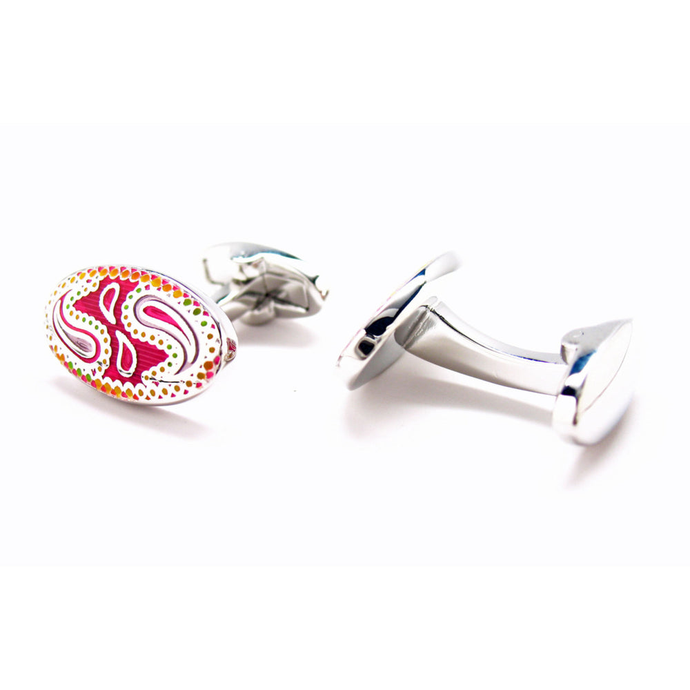 Wedding Cufflinks Pink Paisley Whale Tail Post Cuff Links Designer Cufflinks Mens Accessories Fun Wear Jewelry Image 2