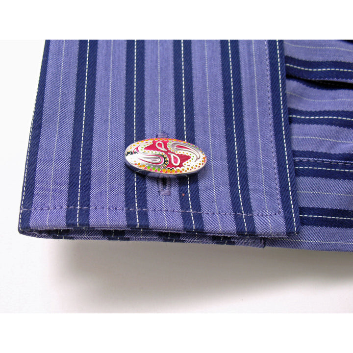 Wedding Cufflinks Pink Paisley Whale Tail Post Cuff Links Designer Cufflinks Mens Accessories Fun Wear Jewelry Image 4