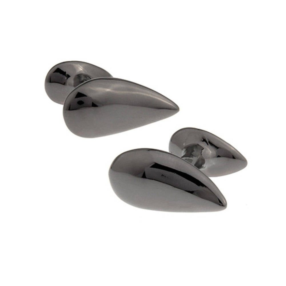 Gunmetal Tone Teardrop Cufflinks Straight Solid Post Classic 3 D Design Very Cool Gift Business Executive Cuff Links Image 1