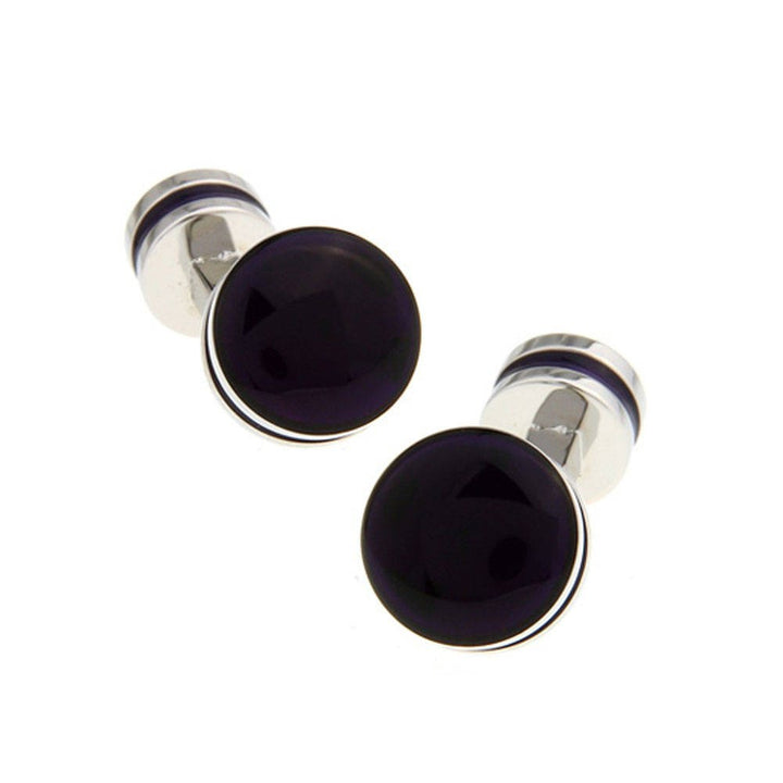 Midnight Purple Agate Cufflinks Silver Tone Straight Post Classic Cool Professional Business Class Cuff Links Comes with Image 1