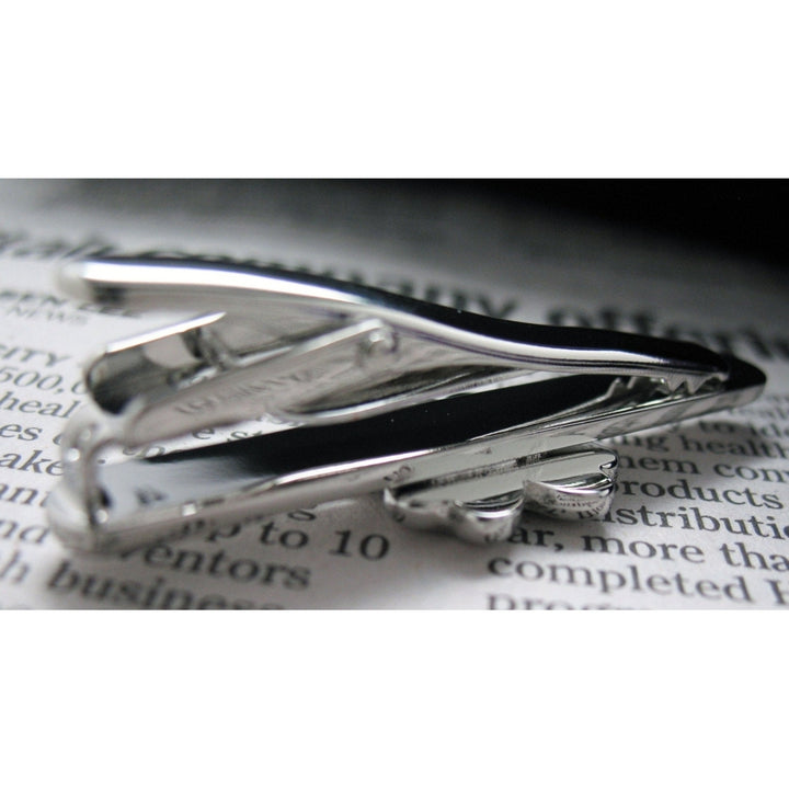 Clover Tie bar Shiny Silver Tone Four Leaf Clover Lucky Tie Clip Brings Great Luck Comes with Gift Box Image 3