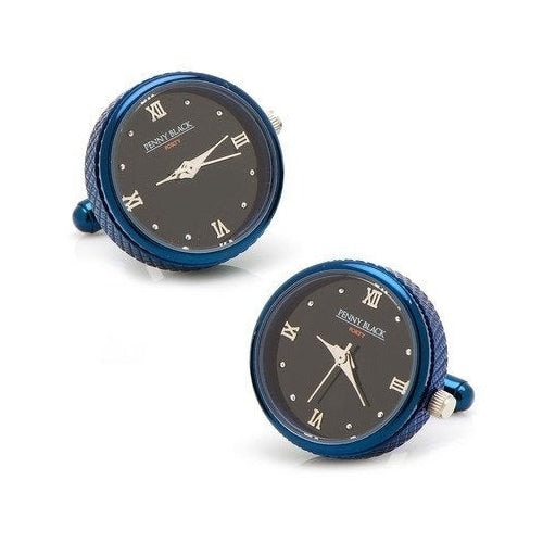 Blue Stainless Steel Functional Watch Fathers Gift Cufflinks Cuff Links Image 1