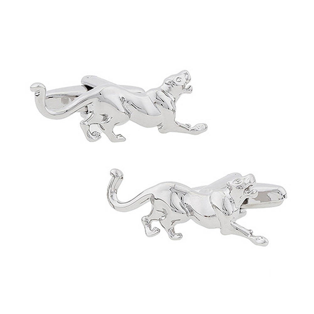 Silver Tone Wild Panther Cufflinks Powerful Cat Cool Fun unique Cuff Links Animal Comes with Box Custom Cufflinks Image 1