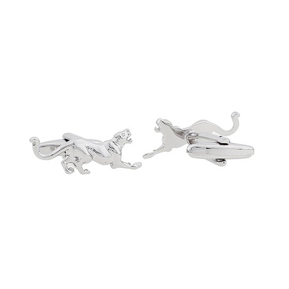 Silver Tone Wild Panther Cufflinks Powerful Cat Cool Fun unique Cuff Links Animal Comes with Box Custom Cufflinks Image 2