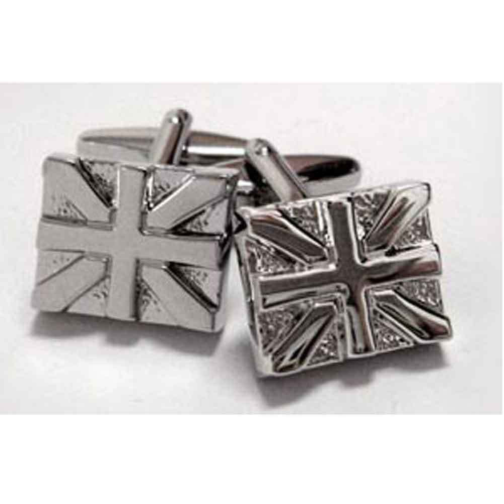 Silver Union Jack Flag Cufflinks UK England London British Flag Cuff Links Image 1