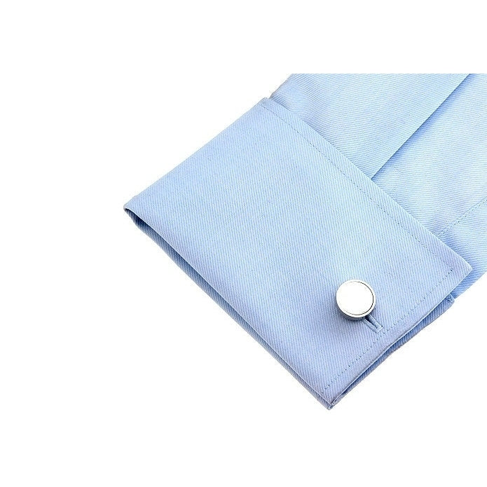 Silver Cufflinks Mother of Pearl Formal Round Pure Cuff Links Cufflinks Image 3
