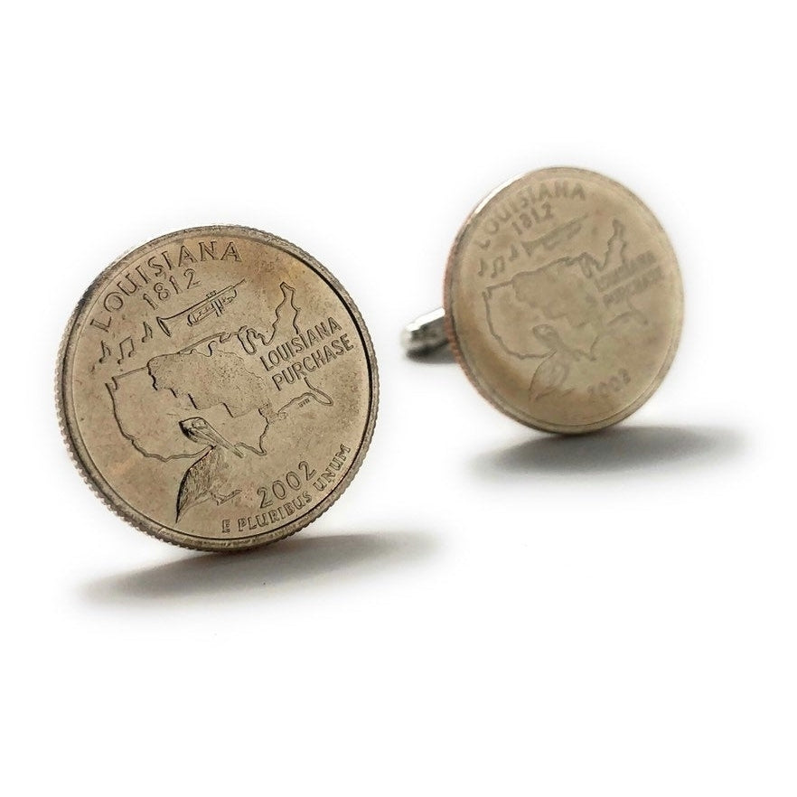 Cufflinks Louisiana State Quarter Uncirculated Suit Flag State Coin Jewelry USA United States America Southern  Orleans Image 1