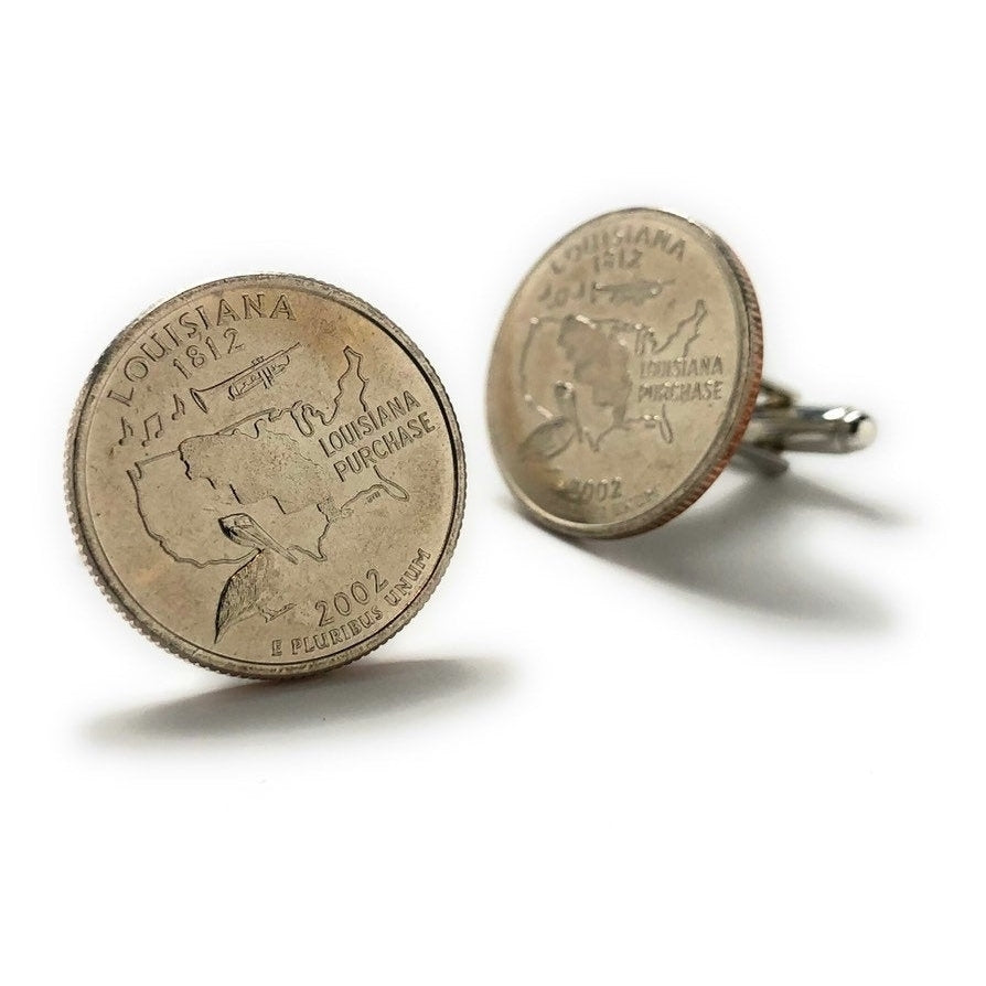 Cufflinks Louisiana State Quarter Uncirculated Suit Flag State Coin Jewelry USA United States America Southern Orleans Image 2