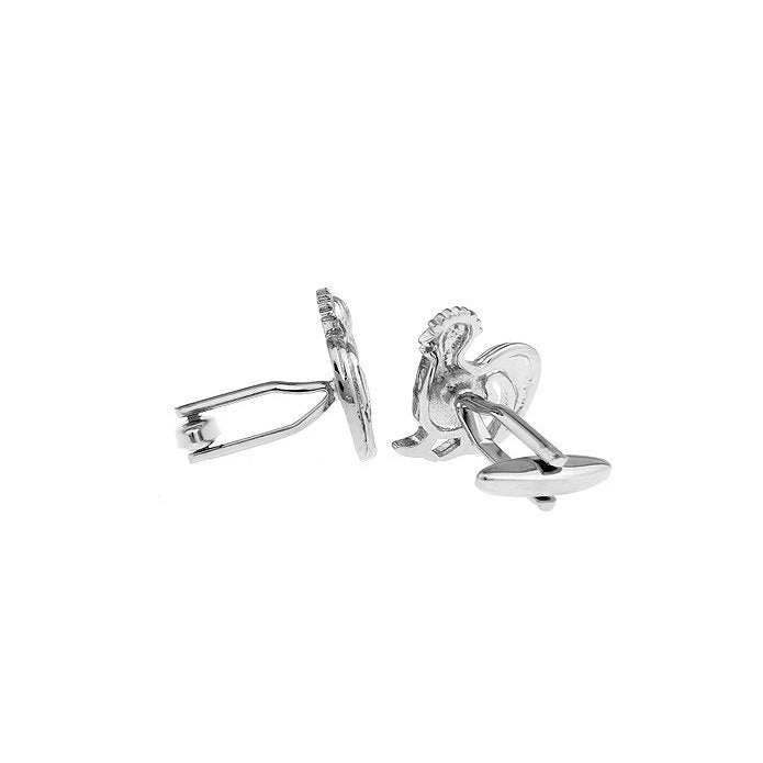 Rooster Cufflinks Silver tone Classic Crowing Barnyard Rooster Fun Animal Cuff Links Image 2