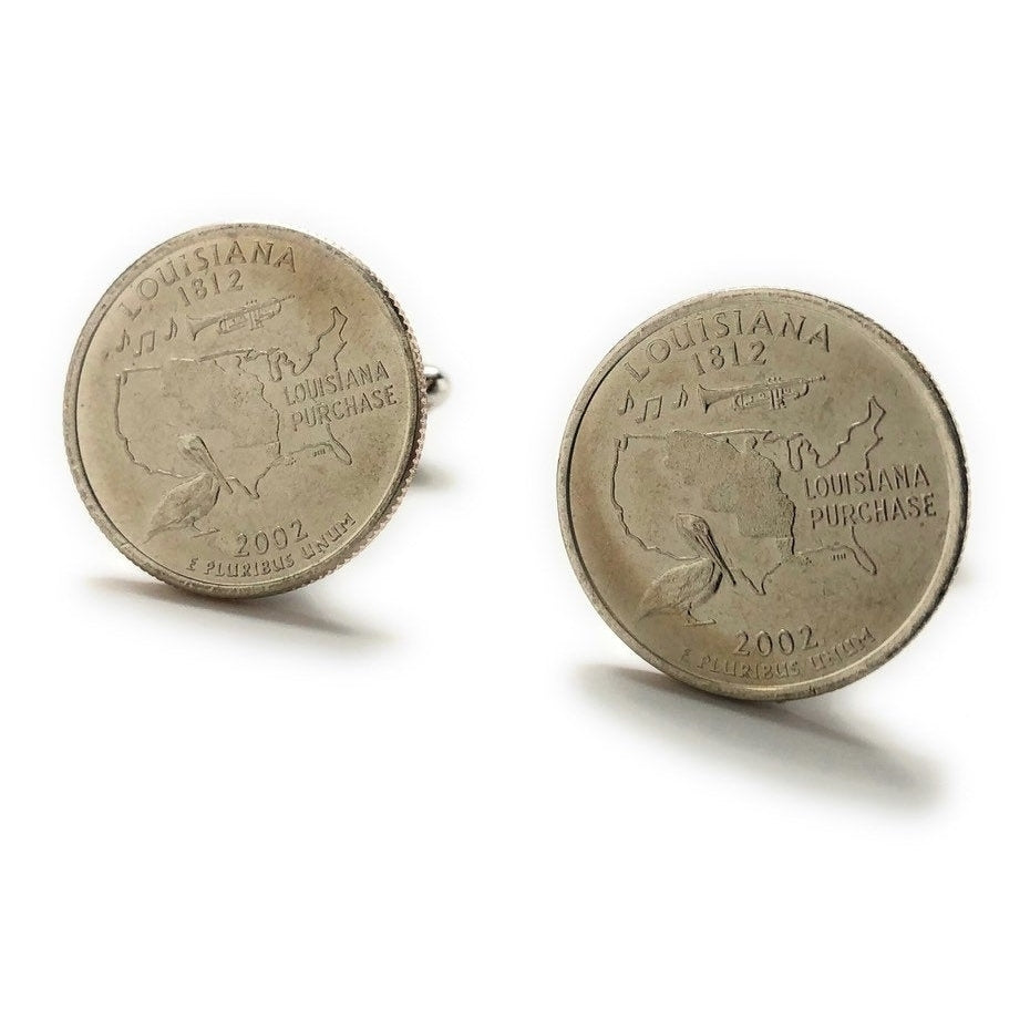 Cufflinks Louisiana State Quarter Uncirculated Suit Flag State Coin Jewelry USA United States America Southern  Orleans Image 4