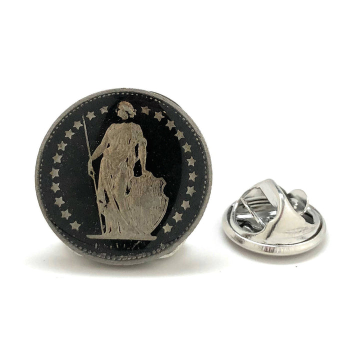 Swiss Birth Year Enamel Pin Hand Painted Swiss Enamel Coin Lapel Pin Tie Tack Black Enamel Switzerland Collector Pin Image 1