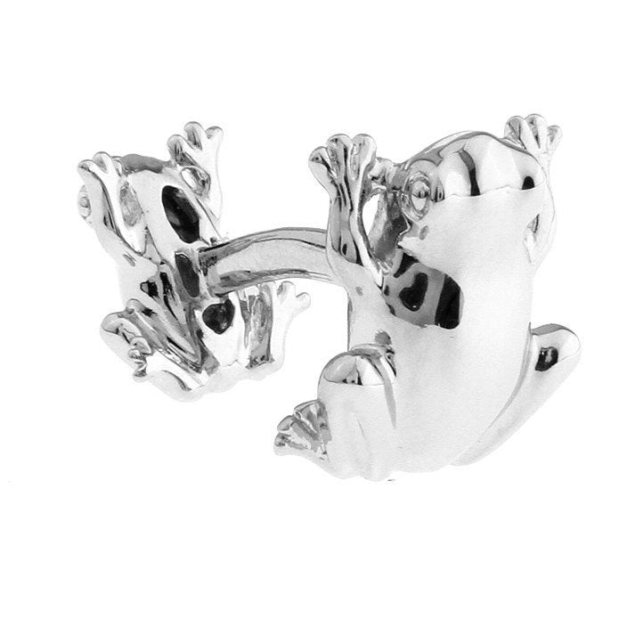 Silver Tone Double Sided Jumping Frog Straight Post Cufflinks Cuff Links Image 1