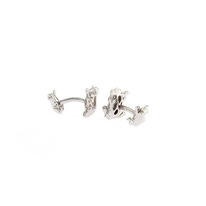 Silver Tone Double Sided Jumping Frog Straight Post Cufflinks Cuff Links Image 2
