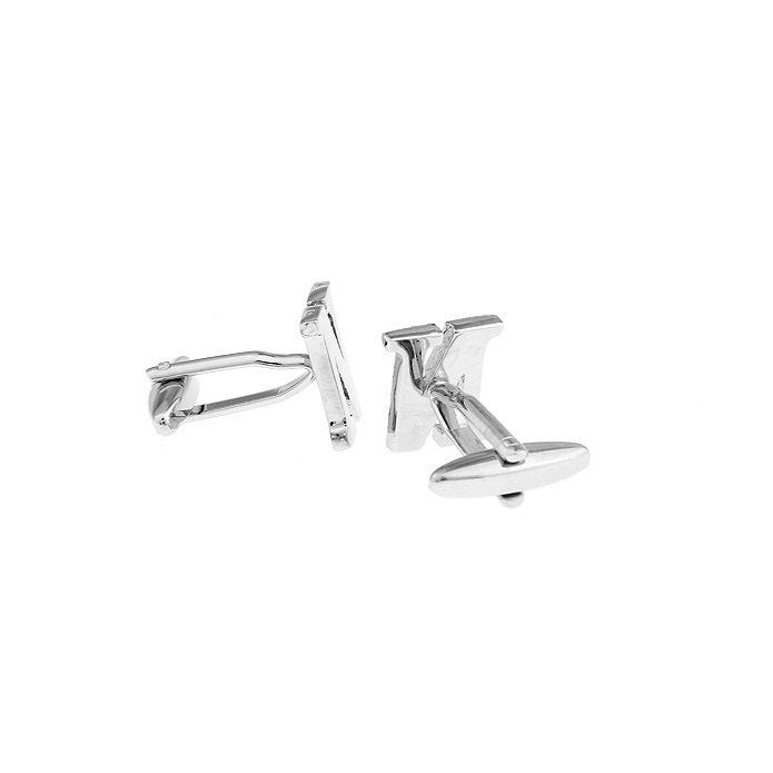 Classic "N" Cufflinks Silver Tone Initial Alaphabet Cut Letters N Cuff Links Groom Father Bride Wedding Anniversary Image 2