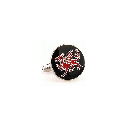 Welsh Dragon Red and Black England Cufflinks Cuff Links Image 1