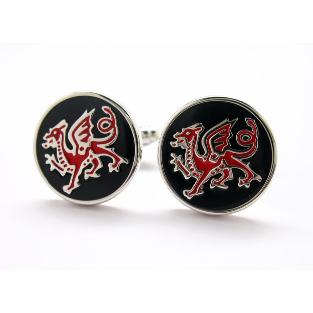 Welsh Dragon Red and Black England Cufflinks Cuff Links Image 2