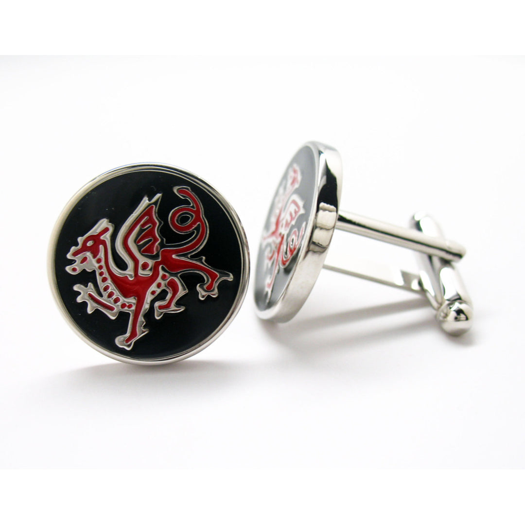 Welsh Dragon Red and Black England Cufflinks Cuff Links Image 3