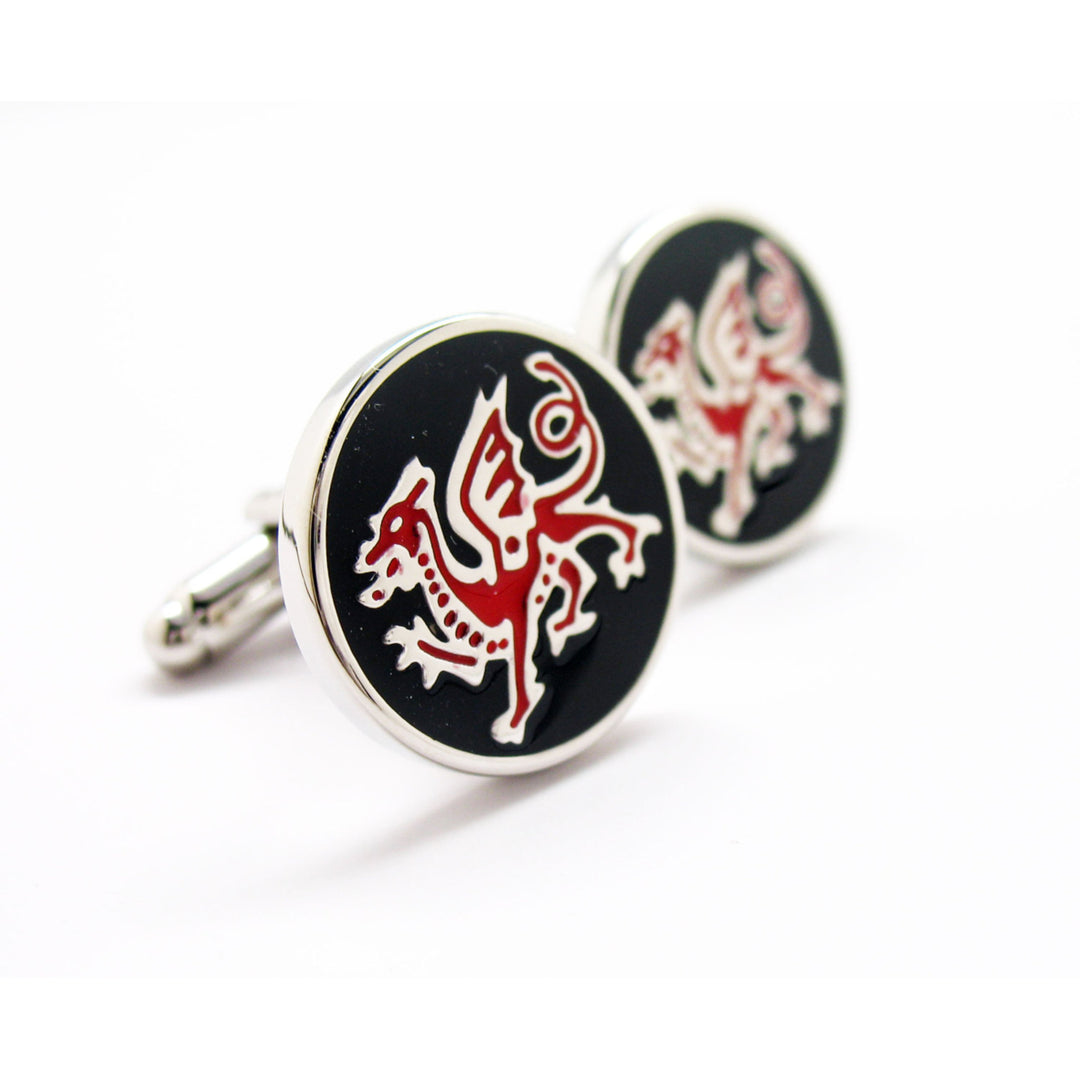 Welsh Dragon Red and Black England Cufflinks Cuff Links Image 4
