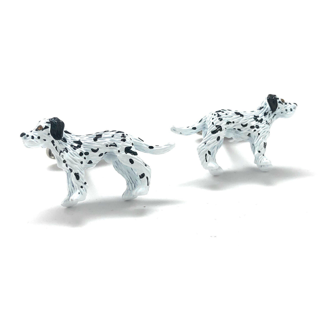 Dog Cufflinks Enamel Dalmatian Dog Cufflinks Mans Best Friend Handpainted crystal eyes Custom Cufflinks Image 1