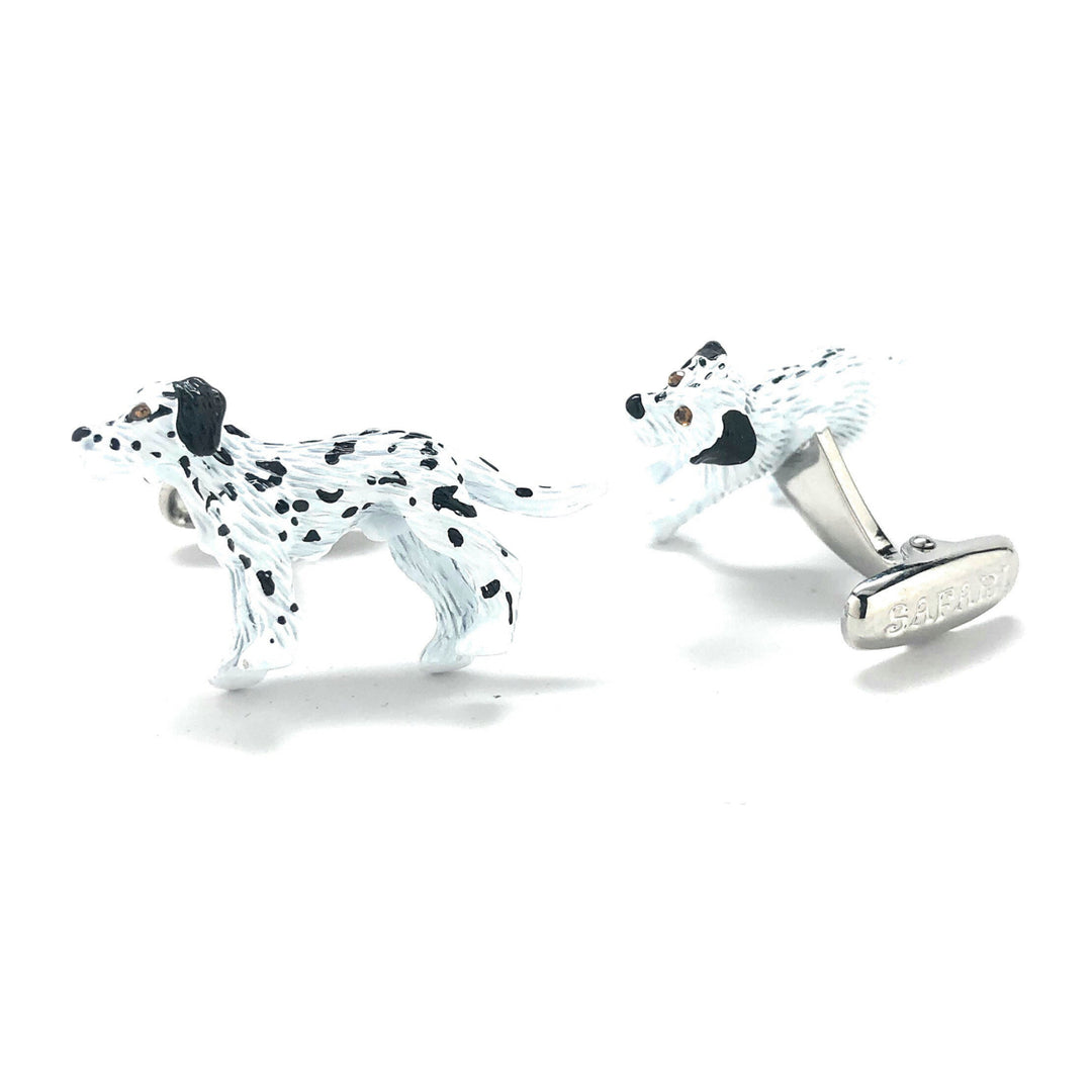 Dog Cufflinks Enamel Dalmatian Dog Cufflinks Mans Best Friend Handpainted crystal eyes Custom Cufflinks Image 2