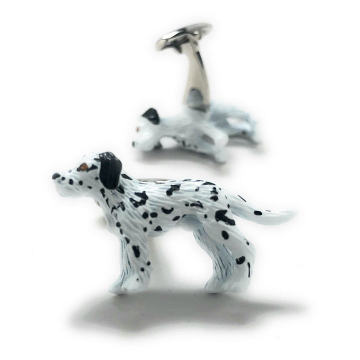 Dog Cufflinks Enamel Dalmatian Dog Cufflinks Mans Best Friend Handpainted crystal eyes Custom Cufflinks Image 3