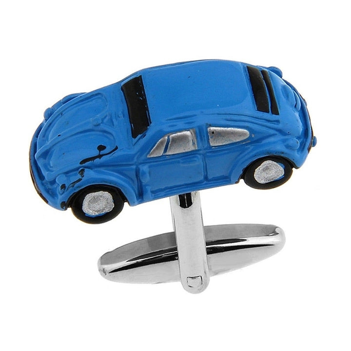 Blue Beetle Car Cufflinks Collection Volkswagen Beetle Blue Enamel Finish Classic Bug Cuff Links Comes with Box Image 3