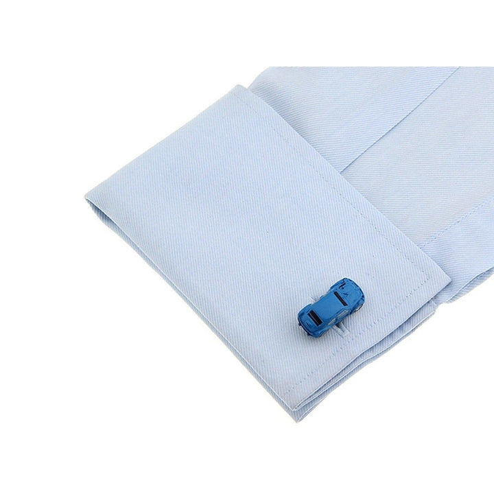 Blue Beetle Car Cufflinks Collection Volkswagen Beetle Blue Enamel Finish Classic Bug Cuff Links Comes with Box Image 4