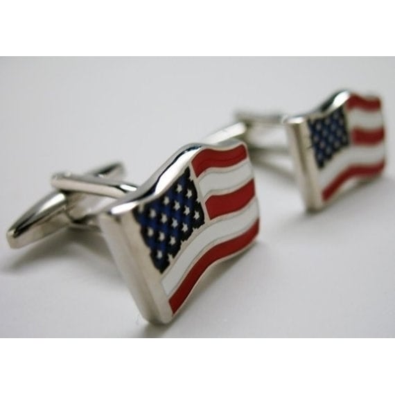 Waving Home Of the Brave American Flag Cufflinks Cuff Links Image 2