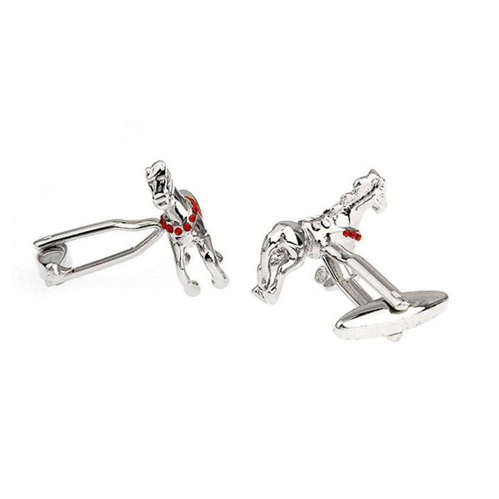 Wild Red Fire Crystal Horse Cufflinks Lucky Stallion Cuff Links Animal Comes with Gift Box Image 2