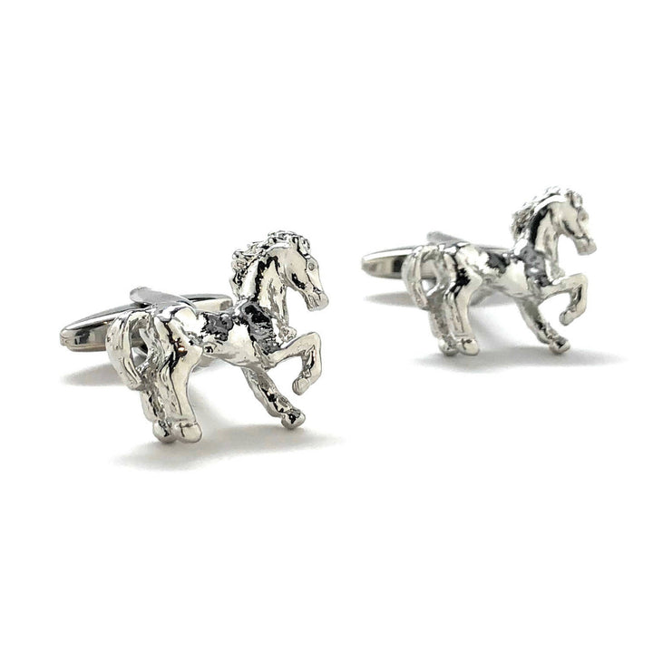 Silver Marching Dressage Horse Cufflinks Cuff Links Animal Image 2