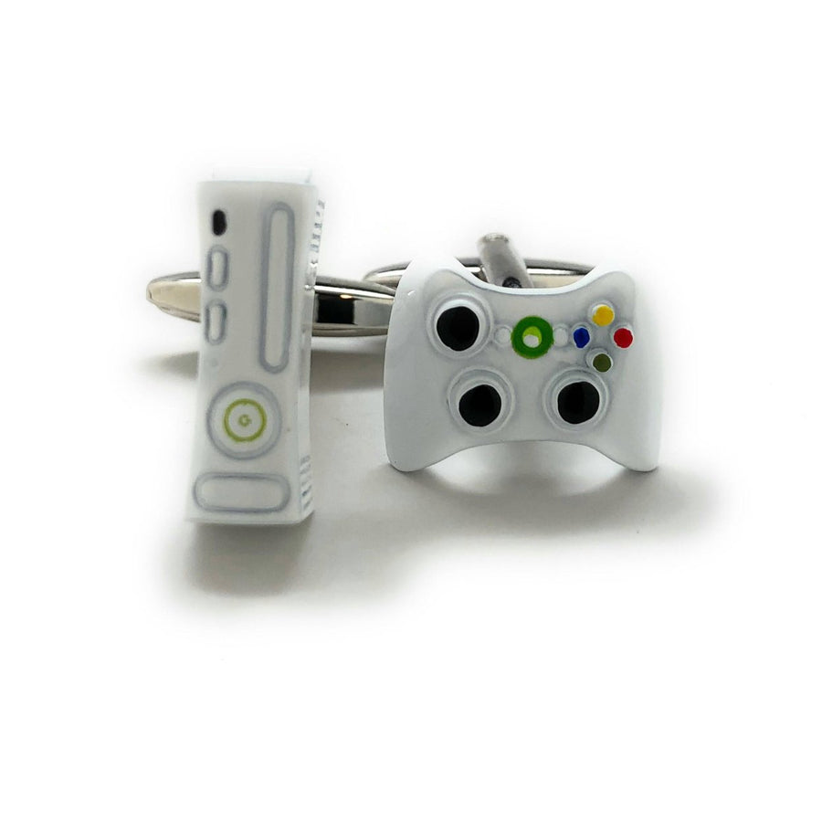 Cufflinks Video Game Controller and Console White Edition Video Gamer Cuff Links Fun Nerdy Cool Unique Comes with Gift Image 1