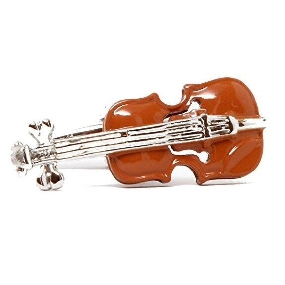 Music Collection Enamel Caramel Brown Silver Tone Viola Violin Instrument Cuff Links Music Player Orchestra Cufflinks Image 2