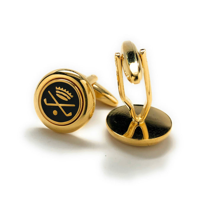 Golf Cufflinks Golfers Championship Black Enamel Royal Gold Crown Golf For the Love of the Game Round Cuff Links Image 3