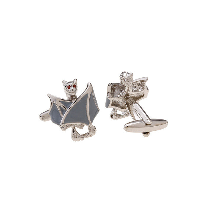 Crazy Bat Cufflinks Red Crystal Eyes Grey Enamel Wings Halloween Cuff Links Gifts for Him Husband Gothic Design Harry Image 2