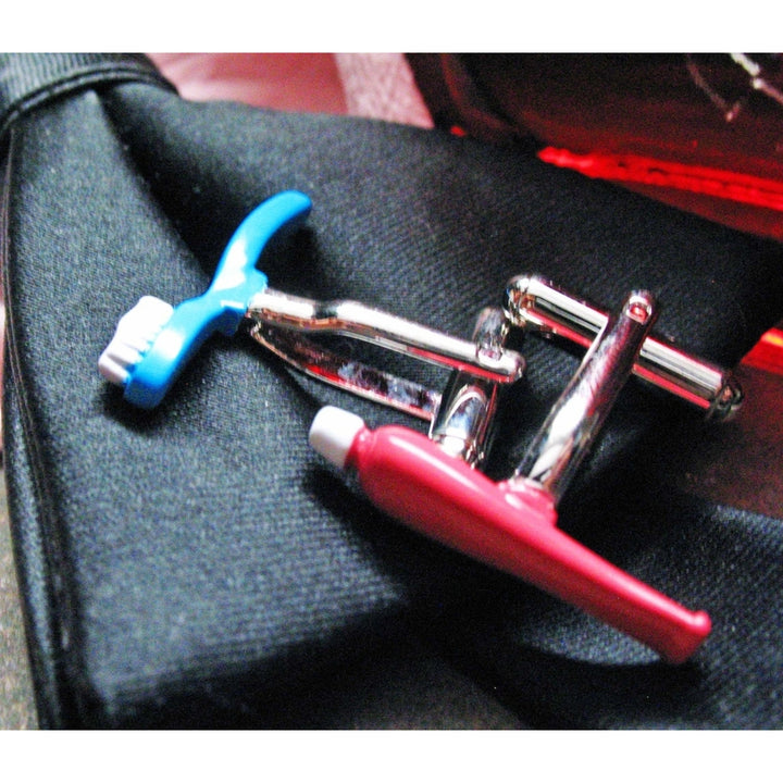 Tooth Brush and Paste Cufflinks Dr. of Dentistry Doctor Dentist Enamel Cuff Links Image 3