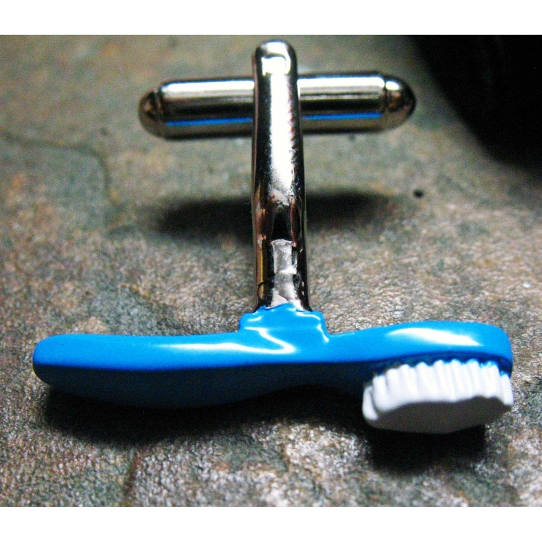 Tooth Brush and Paste Cufflinks Dr. of Dentistry Doctor Dentist Enamel Cuff Links Image 4