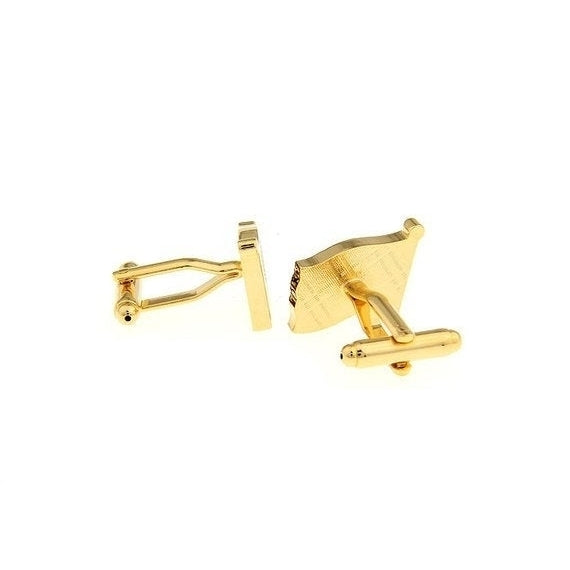 American Flag Cufflinks Waving Gold Tone Home Of the Brave American Flag Cuff Links Freedom America Comes with Box Image 2