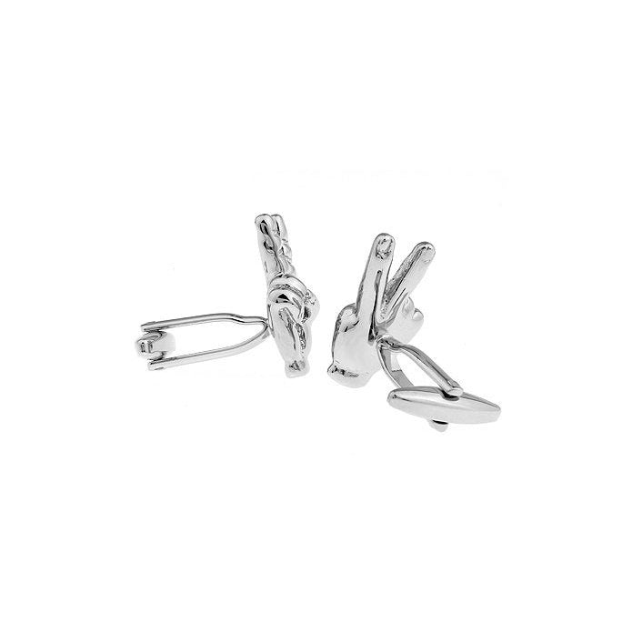 Silver Let Give Peace A Try Sign Hand Peace Out Cufflinks Cuff Links Image 2