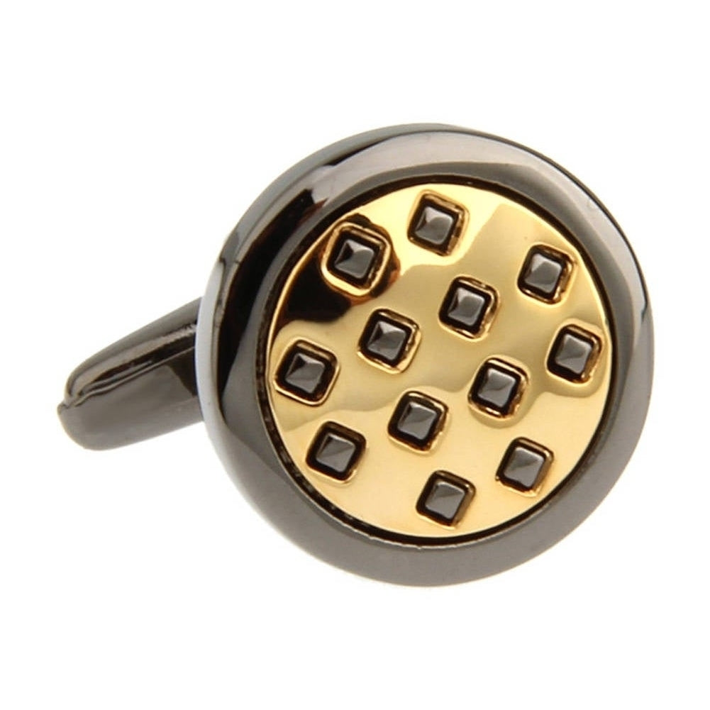 Gun Metal Gold Checkered Cufflinks Elite Design Business Class Cool Professional Cuff Links Comes with Box Image 3