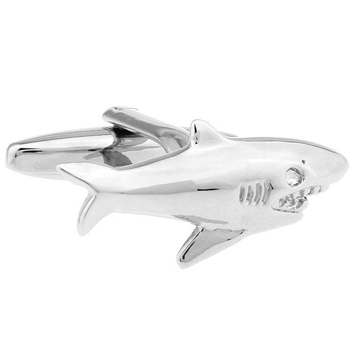 3D Killer Shark Cufflinks Silver Tone King of the Ocean Cuff Links The Perfect Gift Comes with Box Business Leader Image 1