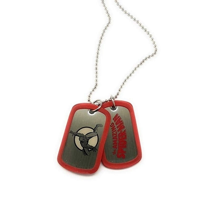 Dog Tag Red Spiderman Action Double Dog Tag Necklace Marvel Comics vintage jewelry Image 1