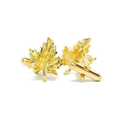 Gold Cufflinks Maple Leaf Cufflinks Oh Canada Cufflinks Gold Tone Maple Leaf Cuff Links Image 2
