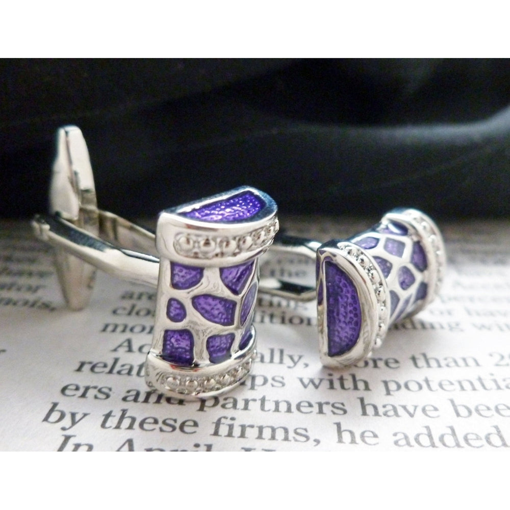 Roman Cufflinks Silver Header Purple Shinning Accents Cuff Links Custom Cufflinks Black Friday Sale Image 2