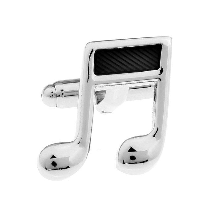 Silver and Black Music Note Sixteenth Notes Music Piano Orchestra Conductor Cufflinks Cuff Links Image 1