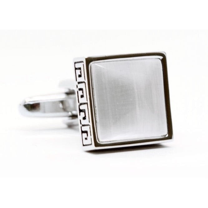 Cufflinks Smoke Mother of Pearl Aztec Framed Square Formal Cufflinks Cuff Links Image 1