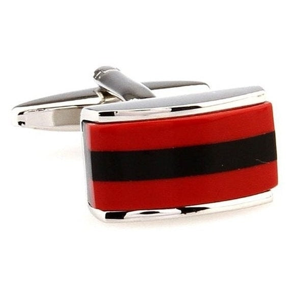 Royal Red Kingston Black Stripe Cufflinks Cuff Links Image 1
