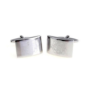 Silver Brushed Tiger Face Cufflinks Shiny Silver Rectangle Tiger Head Jungle Cufflinks Image 2