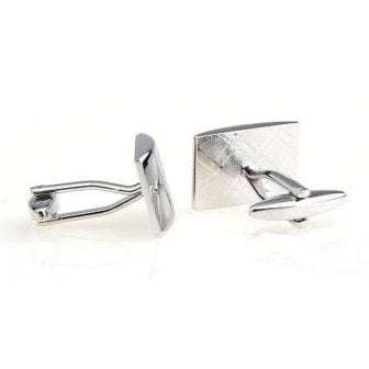 Silver Brushed Tiger Face Cufflinks Shiny Silver Rectangle Tiger Head Jungle Cufflinks Image 3