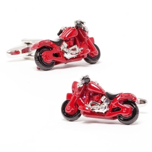 Red Motorcycle Cufflinks 3D Cool Moto Cuff Links Image 1